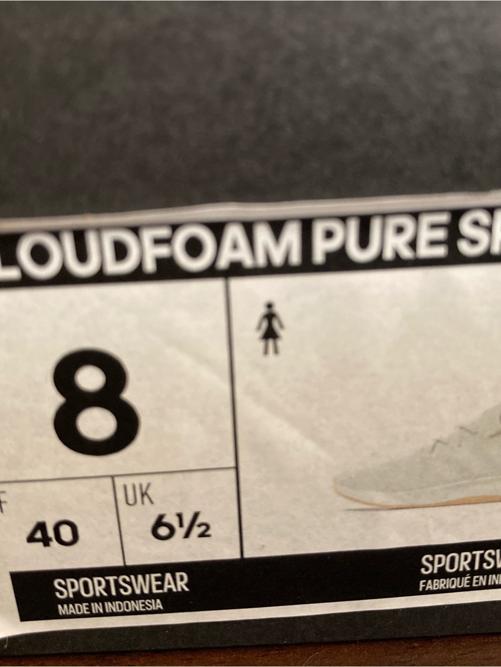 adidas Cloudfoam Pure SPW White Sneakers Gum Sole Women’s Size 8 - Picture 7 of 7